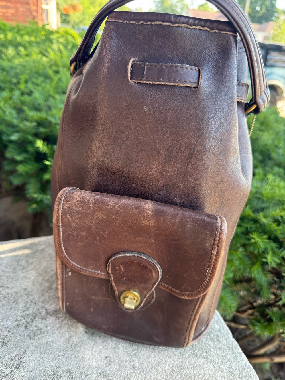 Vintage Coach Handle Backpack 9992 Sling Bag Brown